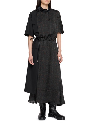 Figure View - Click To Enlarge - SACAI - Leopard Panel Drawstring Midi Dress