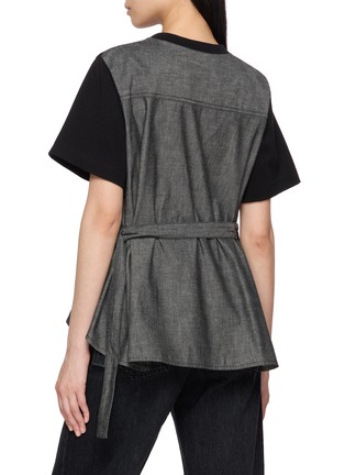 Back View - Click To Enlarge - SACAI - Hybrid Buckled Belt Denim Back T-Shirt