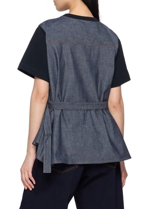 Back View - Click To Enlarge - SACAI - Hybrid Buckled Belt Denim Back T-Shirt