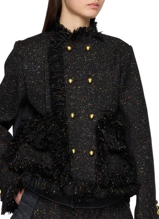  - SACAI - Fringed Nep Tweed Denim Jacket