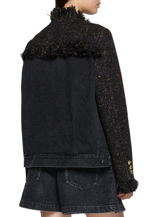 Back View - Click To Enlarge - SACAI - Fringed Nep Tweed Denim Jacket