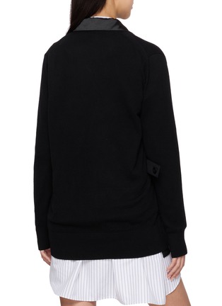 Back View - Click To Enlarge - SACAI - Layered Tailored Blazer Wool Knit Cardigan