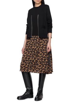 Figure View - Click To Enlarge - SACAI - Leopard Back Knit Cardigan