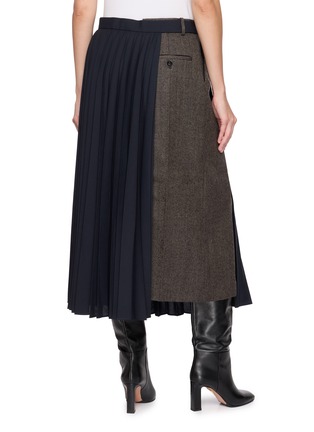 Back View - Click To Enlarge - SACAI - Pleated Herringbone Suiting Midi Skirt