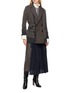 Figure View - Click To Enlarge - SACAI - Pleated Herringbone Suiting Midi Skirt