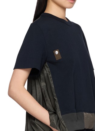  - SACAI - Hybrid Pleated Satin Back T-Shirt
