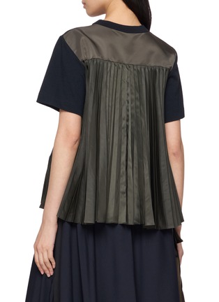 Back View - Click To Enlarge - SACAI - Hybrid Pleated Satin Back T-Shirt