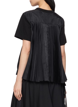 Back View - Click To Enlarge - SACAI - Hybrid Pleated Satin Back T-Shirt