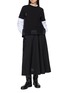 Figure View - Click To Enlarge - SACAI - Hybrid Pleated Satin Back T-Shirt