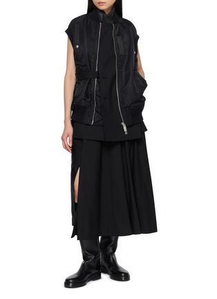 Figure View - Click To Enlarge - SACAI - Sponge Sweat Hoodie Bomber Jacket