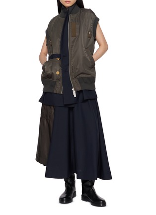 Figure View - Click To Enlarge - SACAI - Hybrid Nylon Suting Midi Skirt