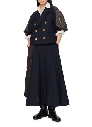 Figure View - Click To Enlarge - SACAI - Hybrid Short Sleeve Nylon Suiting Jacket