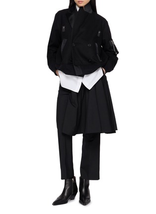 Figure View - Click To Enlarge - SACAI - Wide Leg Crepe Back Satin Pants