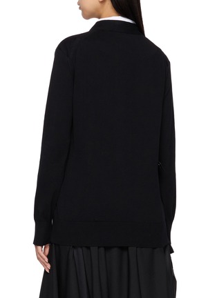 Back View - Click To Enlarge - SACAI - Layered Poplin Shirt Cotton Knit Cardigan