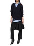 Figure View - Click To Enlarge - SACAI - Layered Poplin Shirt Cotton Knit Cardigan