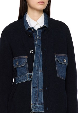  - SACAI - Denim Panel Wool Knit Cardigan