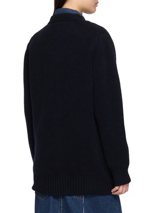 Back View - Click To Enlarge - SACAI - Denim Panel Wool Knit Cardigan
