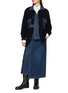 Figure View - Click To Enlarge - SACAI - Denim Panel Wool Knit Cardigan