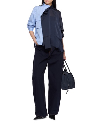 Figure View - Click To Enlarge - SACAI - Hybrid Satin Blouse Shirt