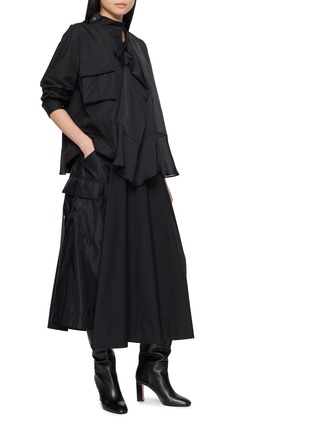 Figure View - Click To Enlarge - SACAI - Hybrid Satin Blouse Shirt
