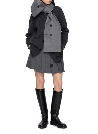 Figure View - Click To Enlarge - SACAI - Hybrid Wool Flannel Knit Cardigan