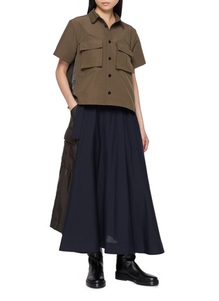 Figure View - Click To Enlarge - SACAI - Hybrid Pleated Back Shirt