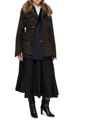 Figure View - Click To Enlarge - SACAI - Short Sleeve Satin Jersey Blouse