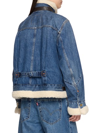 Back View - Click To Enlarge - SACAI - X Levi's Leather Patch Faux Fur Trim Denim Jacket