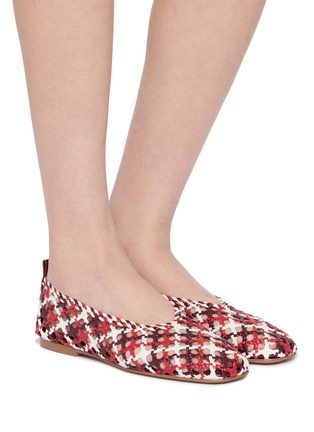 Figure View - Click To Enlarge - PEDDER RED - Freja Woven Leather Flats