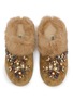 Detail View - Click To Enlarge - NAN-KU COUTURE - Embellished Suede Shearling Clogs