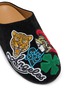 Detail View - Click To Enlarge - NAN-KU COUTURE - Embroidered Patch Suede Clogs
