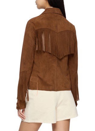 Back View - Click To Enlarge - FORTELA - Tassel Fringed Horn Button Suede Jacket