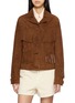 FORTELA Tassel Fringed Horn Button Suede Jacket