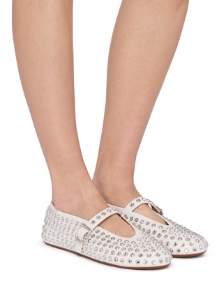 Figure View - Click To Enlarge - ALAÏA - Strass Mary Jane Leather Ballet Flats