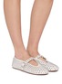 Figure View - Click To Enlarge - ALAÏA - Strass Mary Jane Leather Ballet Flats