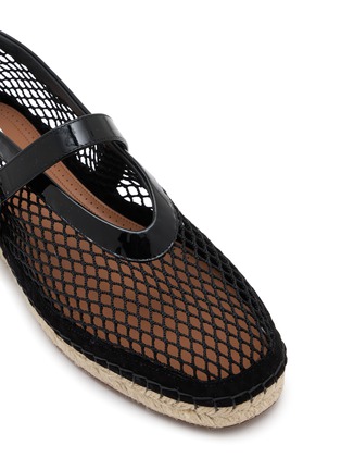 Detail View - Click To Enlarge - ALAÏA - Flat Fishnet Mary Jane Patent Leather Espadrilles