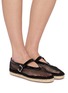 Figure View - Click To Enlarge - ALAÏA - Flat Fishnet Mary Jane Patent Leather Espadrilles