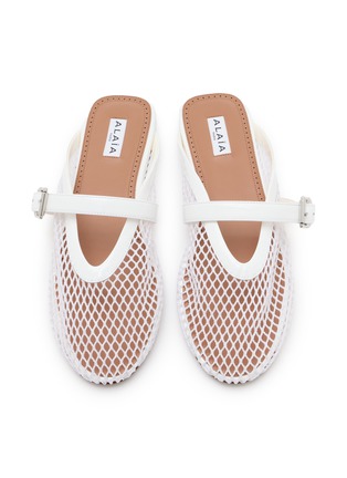 Detail View - Click To Enlarge - ALAÏA - Patent Leather Fishnet Mules