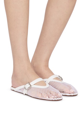 Figure View - Click To Enlarge - ALAÏA - Patent Leather Fishnet Mules