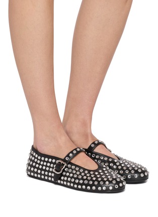 Figure View - Click To Enlarge - ALAÏA - La Strass Leather Mary Jane Flats