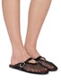 Figure View - Click To Enlarge - ALAÏA - Flat Fishnet Leather Mules
