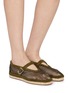 Figure View - Click To Enlarge - ALAÏA - Flat Fishnet Mary Jane Suede Espadrilles