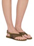 Figure View - Click To Enlarge - ALAÏA - Fishnet Suede Thong Sandals