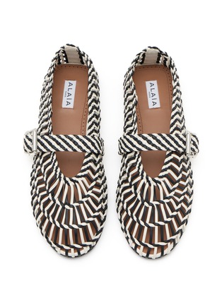 Detail View - Click To Enlarge - ALAÏA - Woven Leather Mary Jane Flats