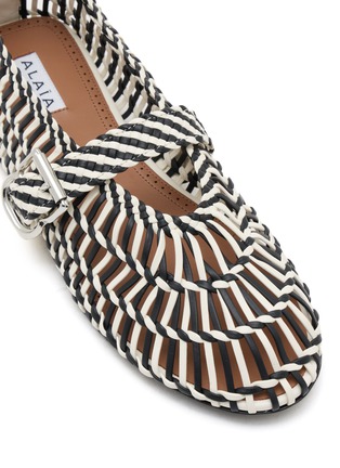 Detail View - Click To Enlarge - ALAÏA - Woven Leather Mary Jane Flats