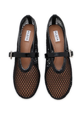 Detail View - Click To Enlarge - ALAÏA - 55 Fishnet Mary Jane Leather Pumps