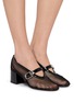 Figure View - Click To Enlarge - ALAÏA - 55 Fishnet Mary Jane Leather Pumps