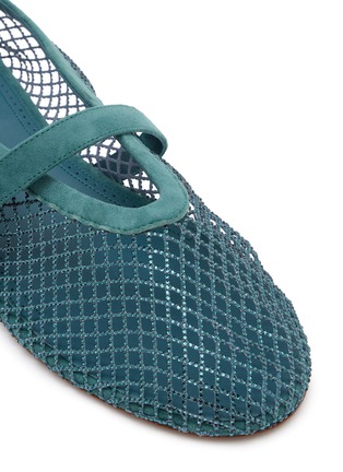 Detail View - Click To Enlarge - ALAÏA - La Fishnet Strass Suede Mary Jane Flats