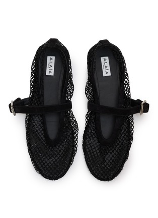 Figure View - Click To Enlarge - ALAÏA - La Ballerine Suede Mesh Mary Jane Flats