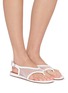 Figure View - Click To Enlarge - ALAÏA - Flat Fishnet Leather Thong Sandals